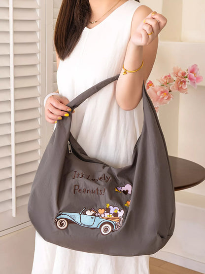 Sarah Express Women's Casual Nylon Handbag with Zipper Dark Gray ONESIZE