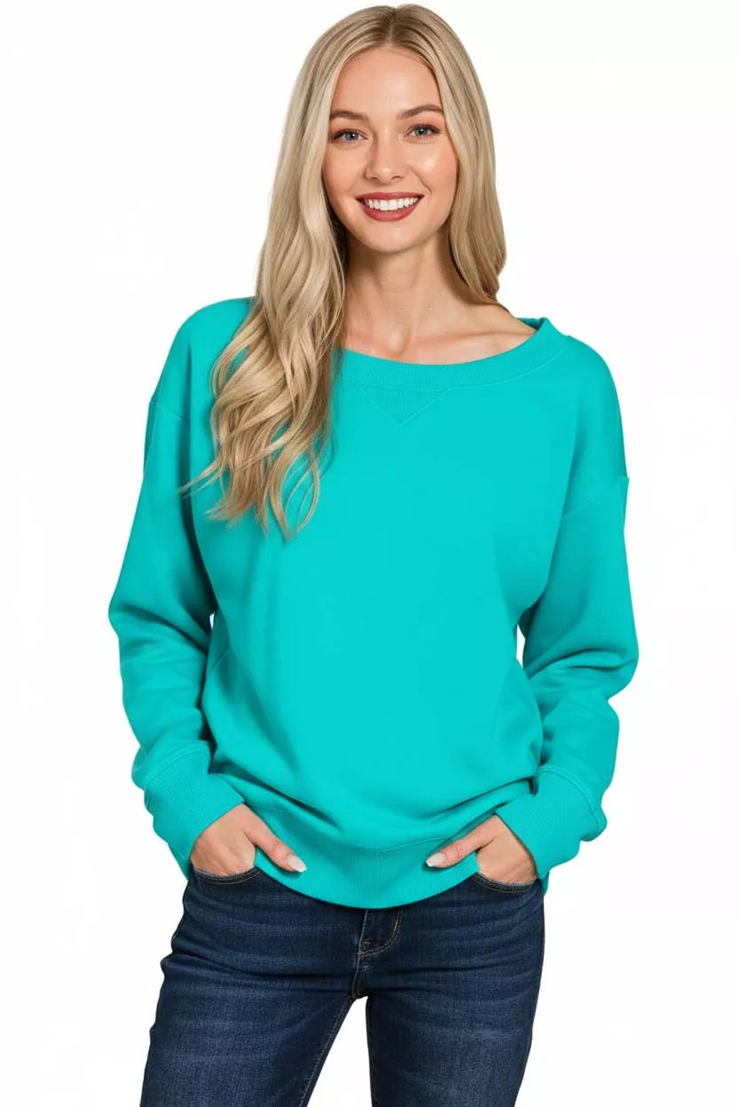 Sarah Express Women's Fleece Boat Neck Sweatshirt