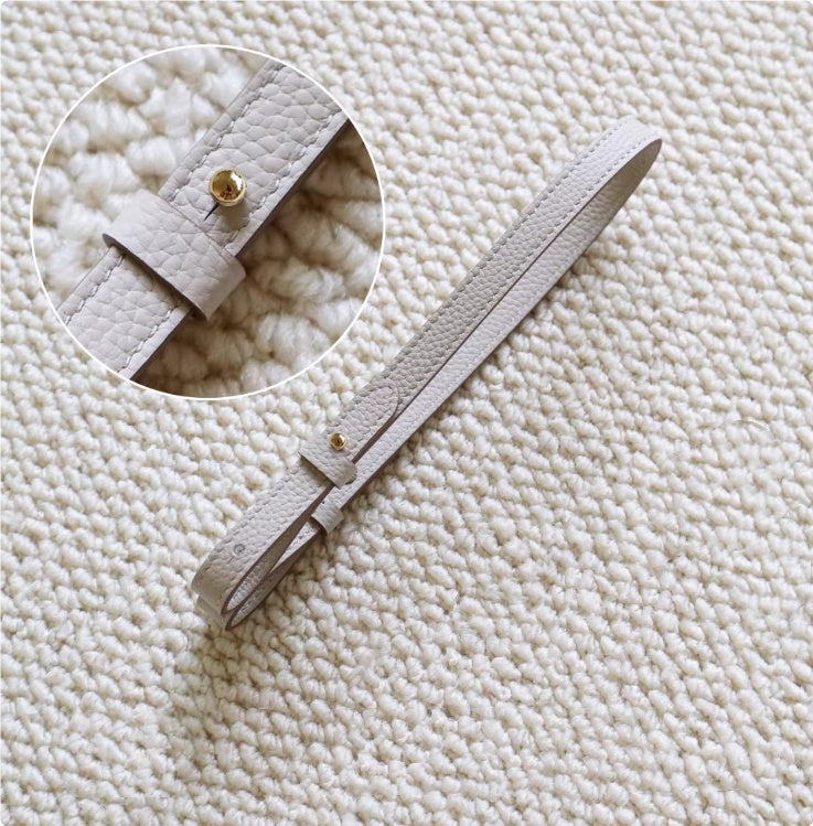 Sarah Express Genuine Leather Bag Strap Replacement – Adjustable Spaghetti Shoulder Strap with Gold & Silver Stud Detail Glacier white with gold