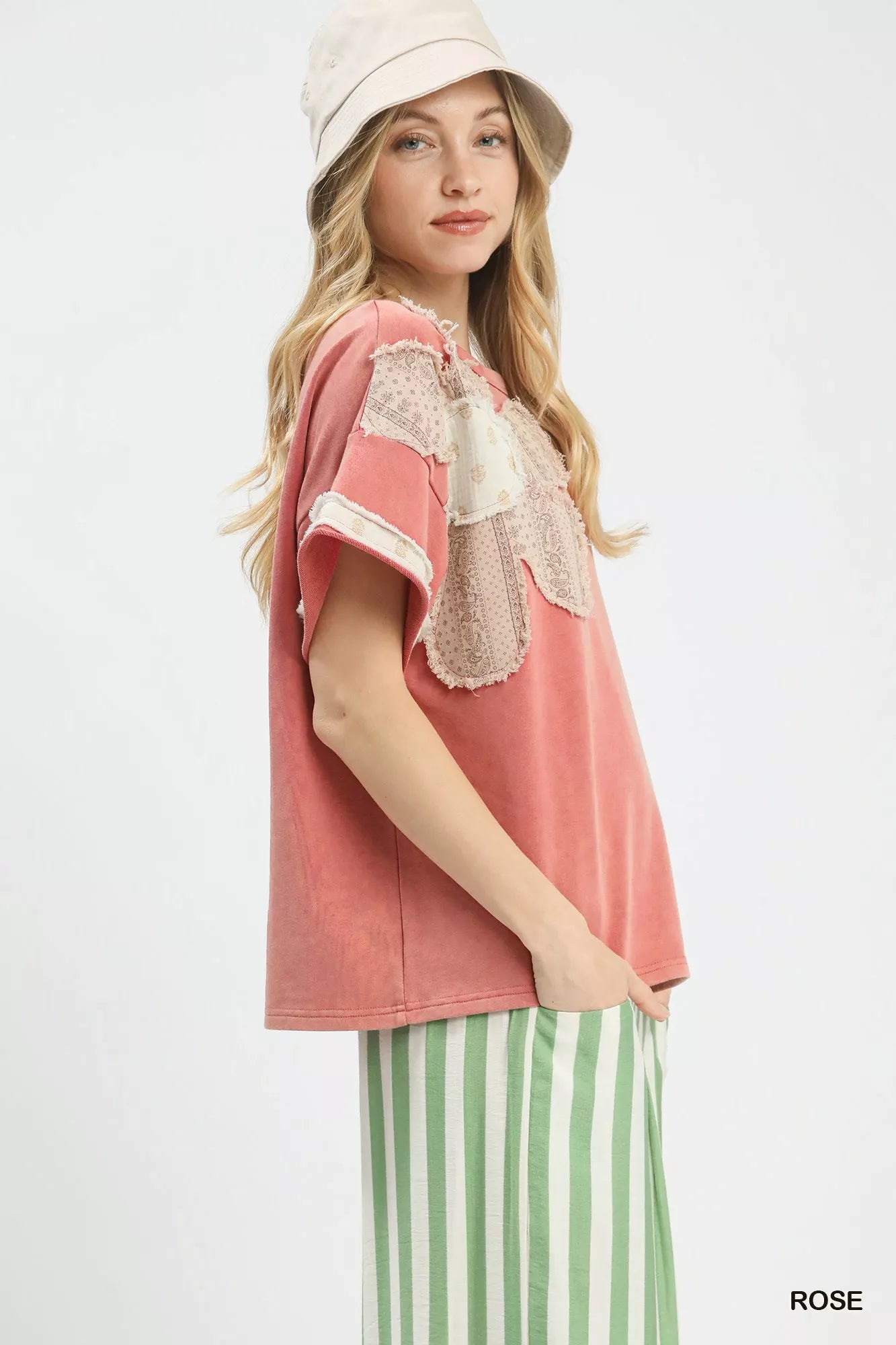 Sarah Express Women's French Terry Top with Flower Patch