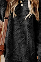 Sarah Express Women's Cable-Knit Sweater Dress Round Neck Long Sleeve Fall Winter Casual Comfort