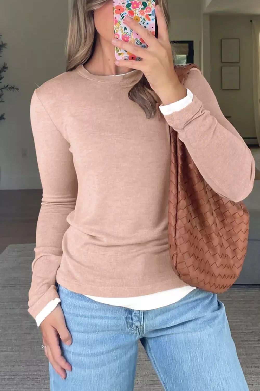 Sarah Express Women's Casual Long Sleeve T-Shirt Pale Blush