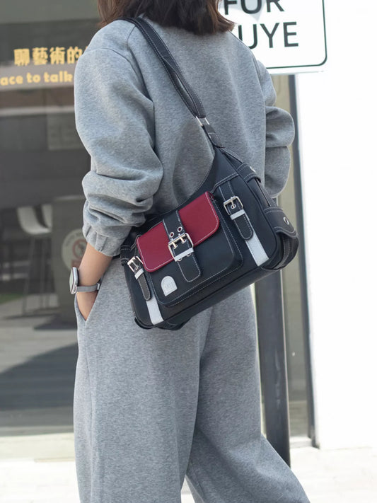 Sarah Express Women's Buckle Decor Flap Crossbody Bag