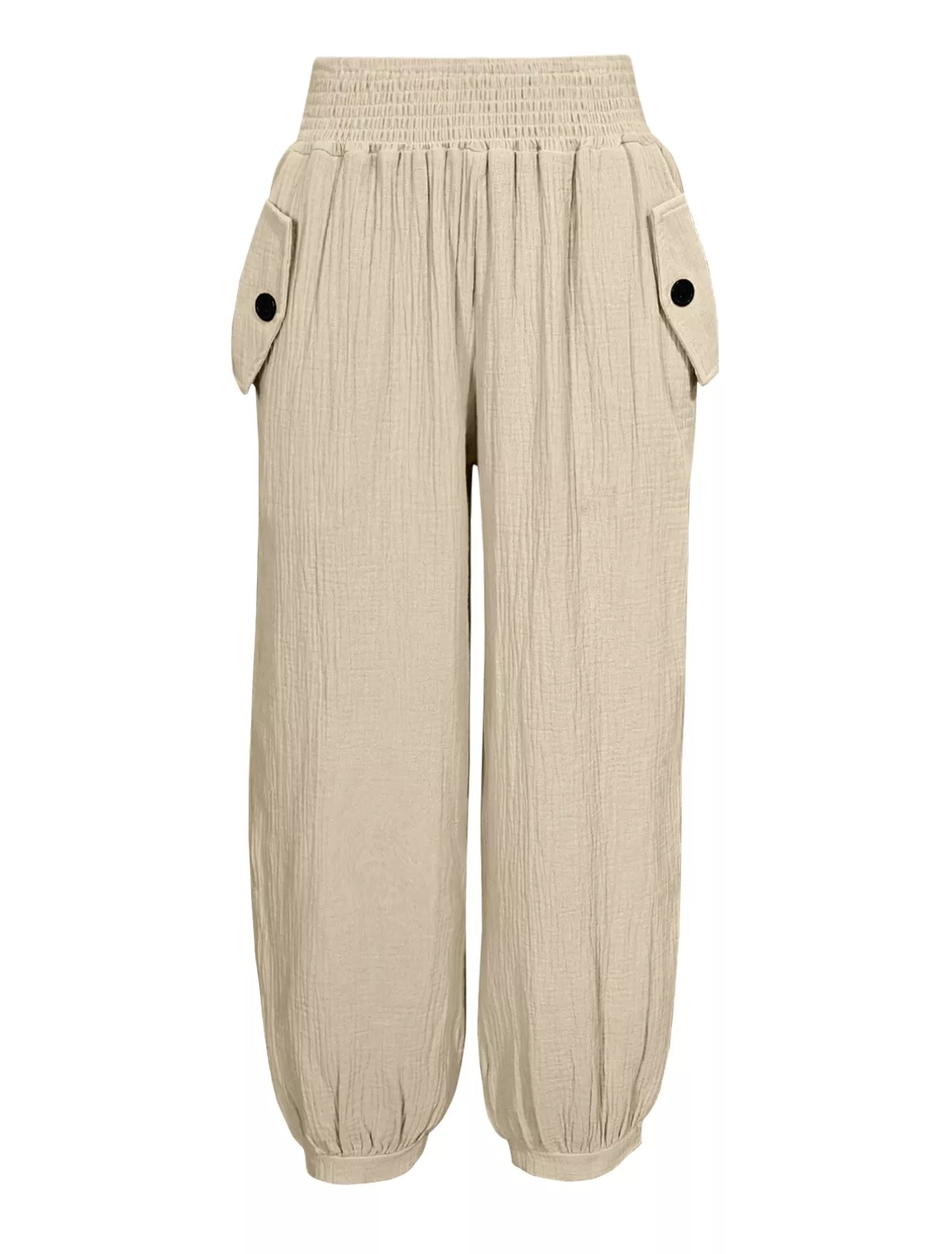 Sarah Express Women's Smocked Textured Casual Pants