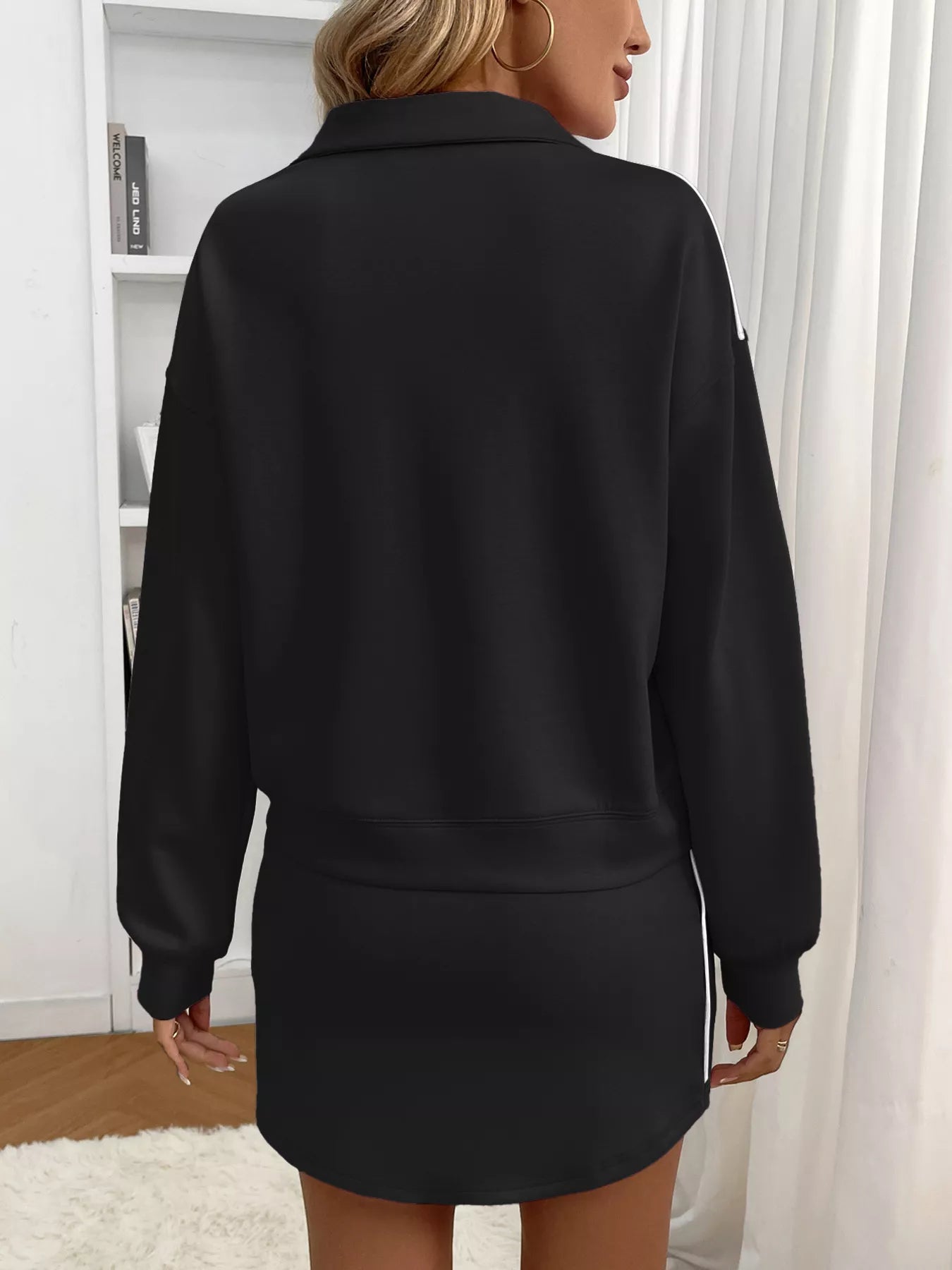 Sarah Express Women's Dropped Shoulder Top and Skirt Set