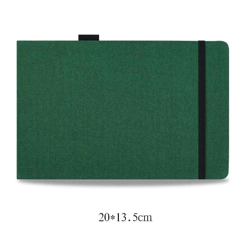 Sarah Express Premium Handmade Watercolor Sketchbook - 40 Sheets Cotton Linen Cover Art Journal Dark green 20x13.5cm