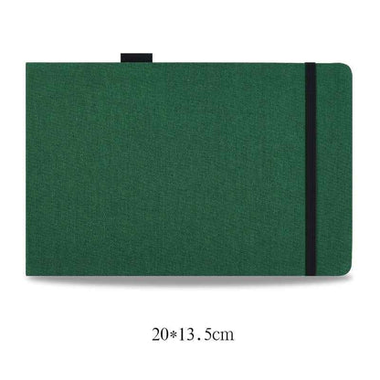 Sarah Express Premium Handmade Watercolor Sketchbook - 40 Sheets Cotton Linen Cover Art Journal Dark green 20x13.5cm