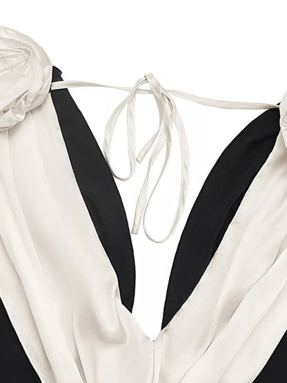 Sarah Express Women's Floral Applique Two Tone Maxi Dress