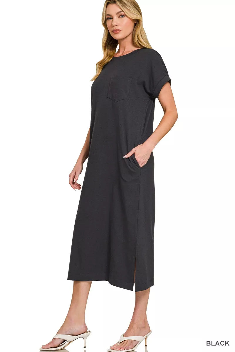Sarah Express Women's Round Neck Short Sleeve Midi Dress
