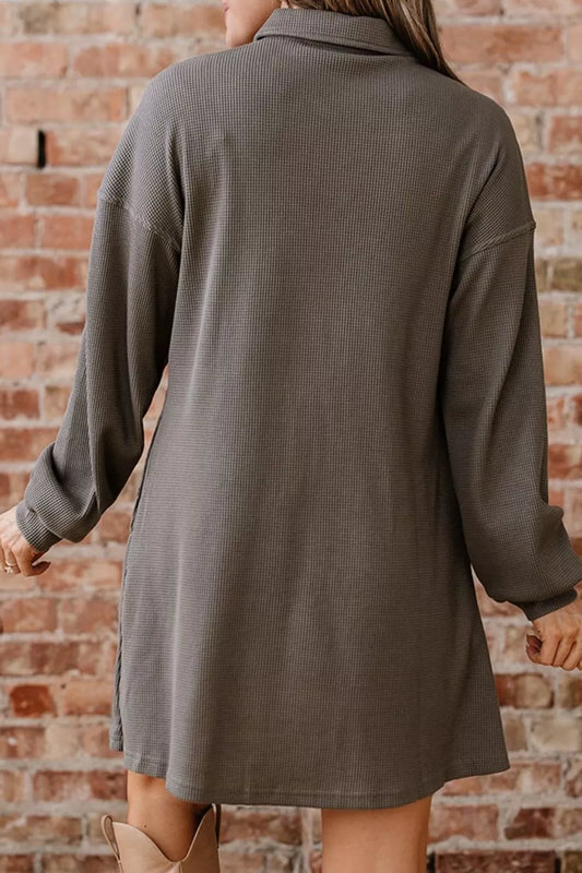 Sarah Express Women's Waffle Knit Shirt Tunic Dress