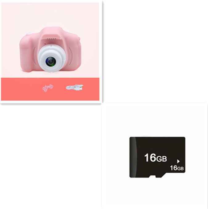 Sarah Express HD Mini Kids Digital Camera 13MP 1080P Cartoon Design with 2.0 Inch Screen X2Pink 16G USB