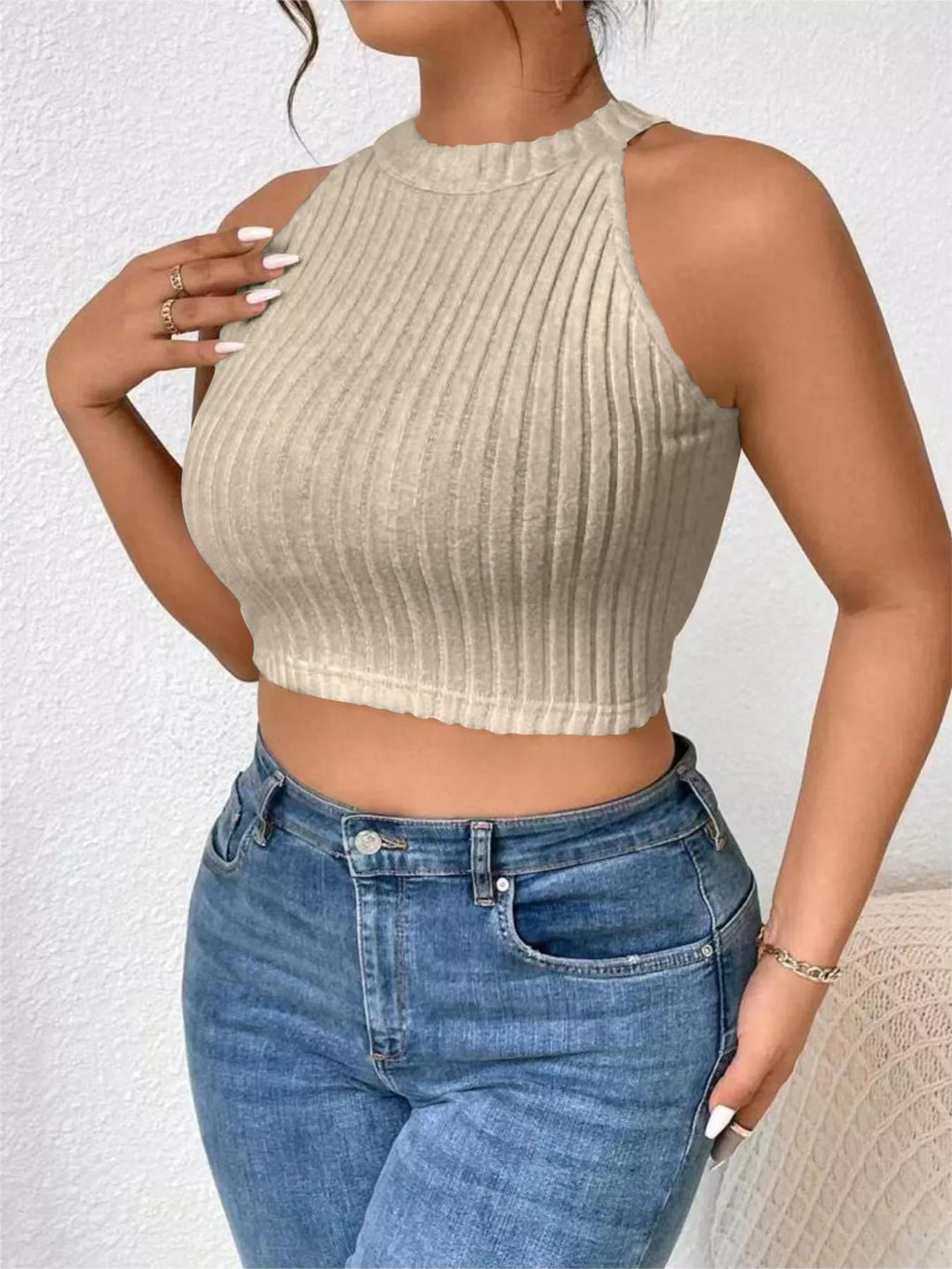 Sarah Express Women's Ribbed Knit Tank & Long Sleeve Top Set - Two Piece Outfit