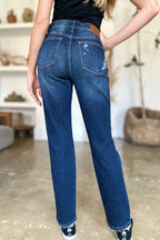 Sarah Express Women’s Plus Size High Waist Heavy Destroy Straight Jeans