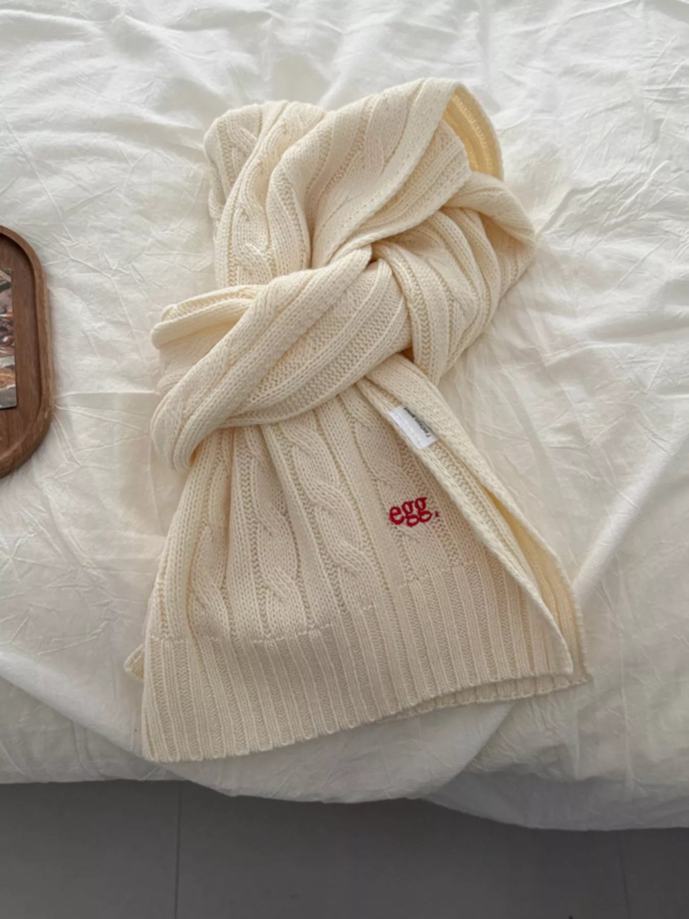 Sarah Express Women's Ribbed Knitted Winter Scarf Milky White ONESIZE