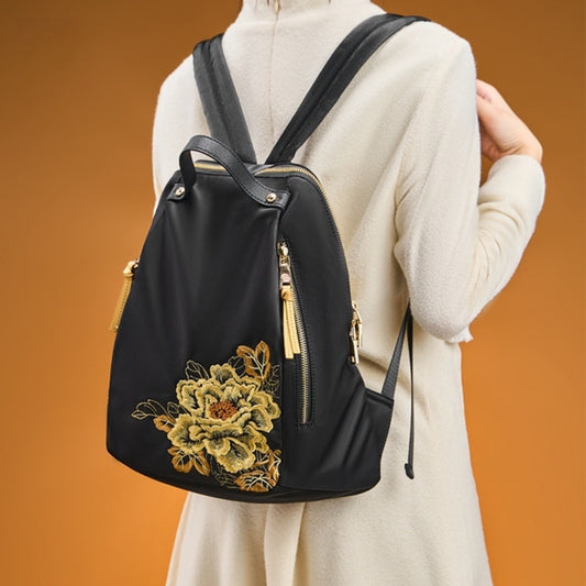 Sarah Express Chinese Embroidered Nylon Backpack Ethnic Style Lightweight Travel Bag