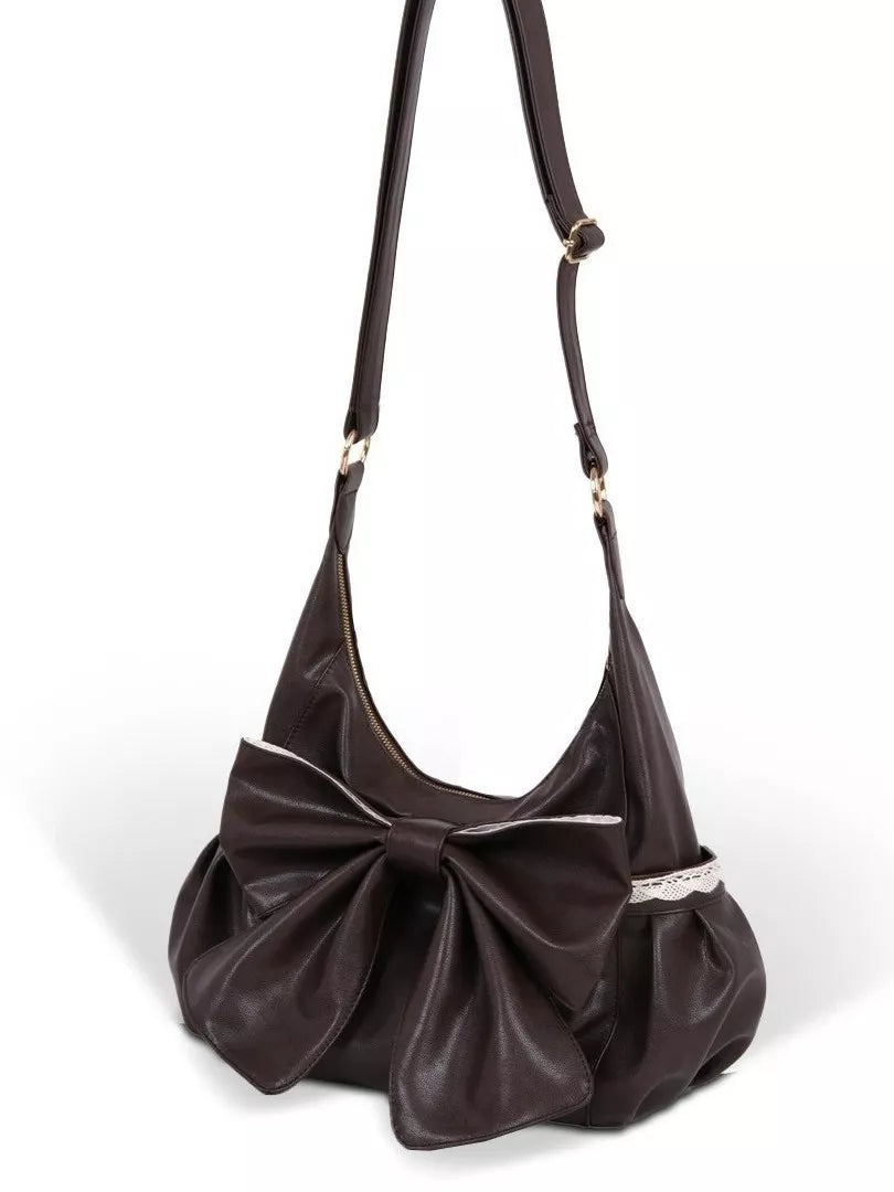 Sarah Express Women's Bow Accent Leather Crossbody Bag