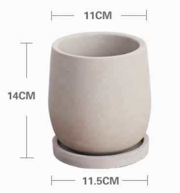 Sarah Express Round Cement Flower Pot - Desktop Planter for Home & Office