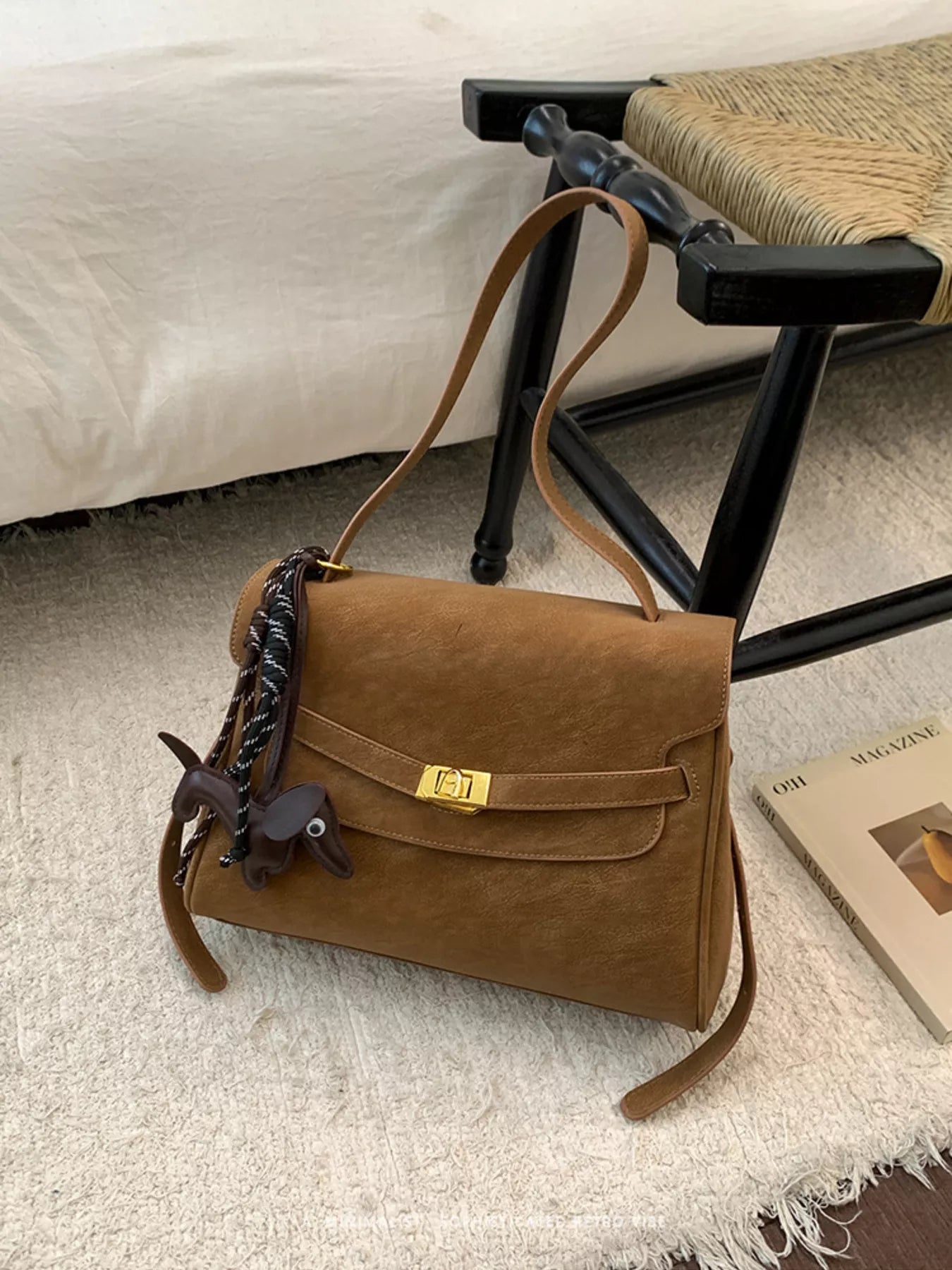 Sarah Express Women's Buckle Shoulder Bag - Medium PU Leather Crossbody