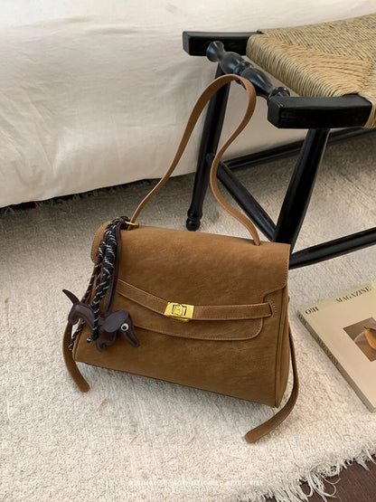 Sarah Express Women's Buckle Shoulder Bag - Medium PU Leather Crossbody