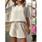 Sarah Express Women's Two-Piece Short Set - Batwing Sleeve Top & Shorts Coordinated Suit