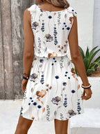 Sarah Express Women's Floral Wrap Dress Button Closure Elastic Waist Belt