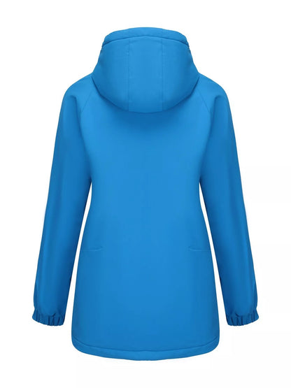 Sarah Express Women's Full Size Zip Up Hooded Parka Outerwear