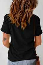 Sarah Express Women's Letter Graphic Round Neck Short Sleeve T-Shirt