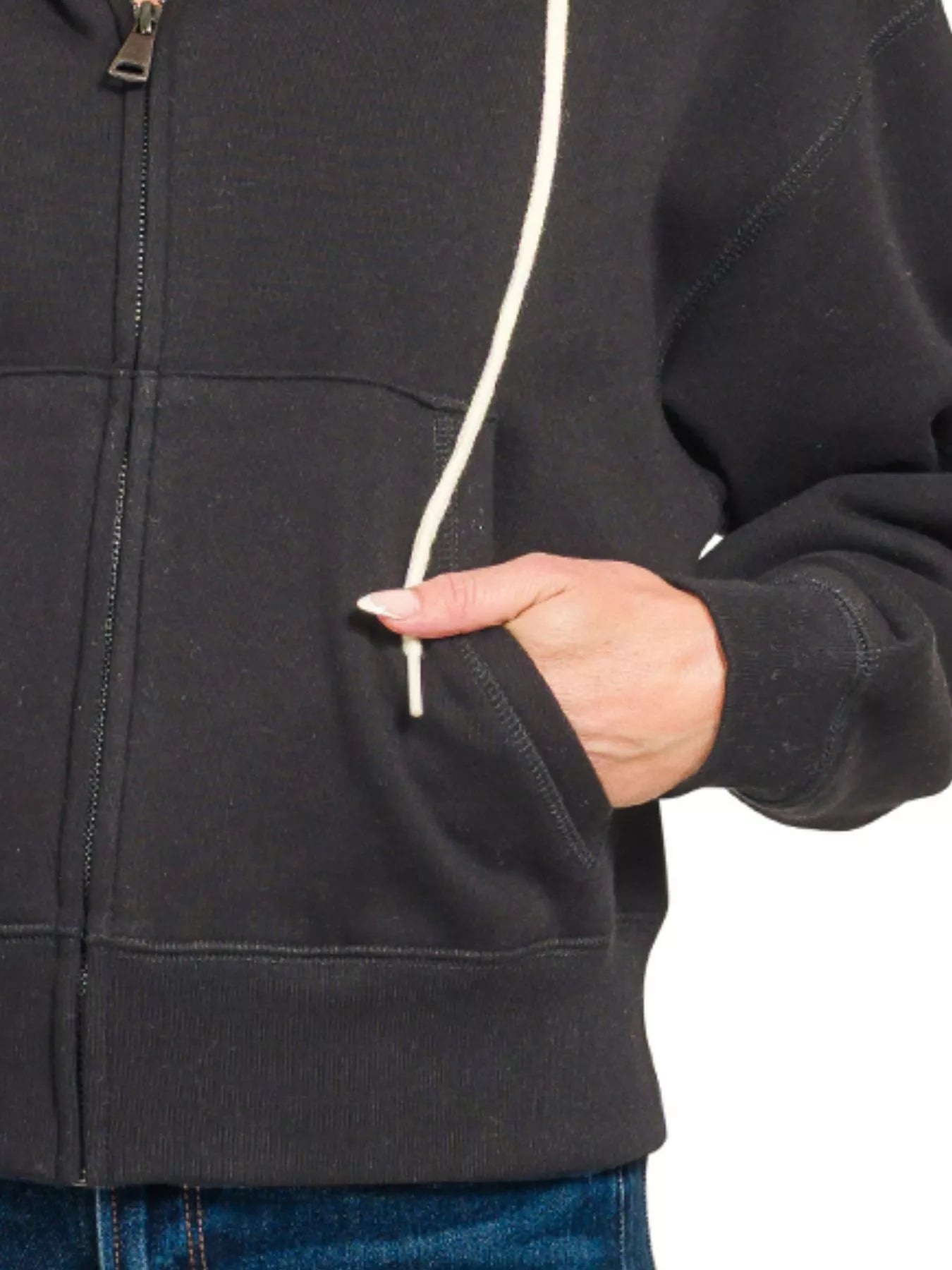 Sarah Express Women’s Cropped Fleece Zip-Up Hoodie with Pockets