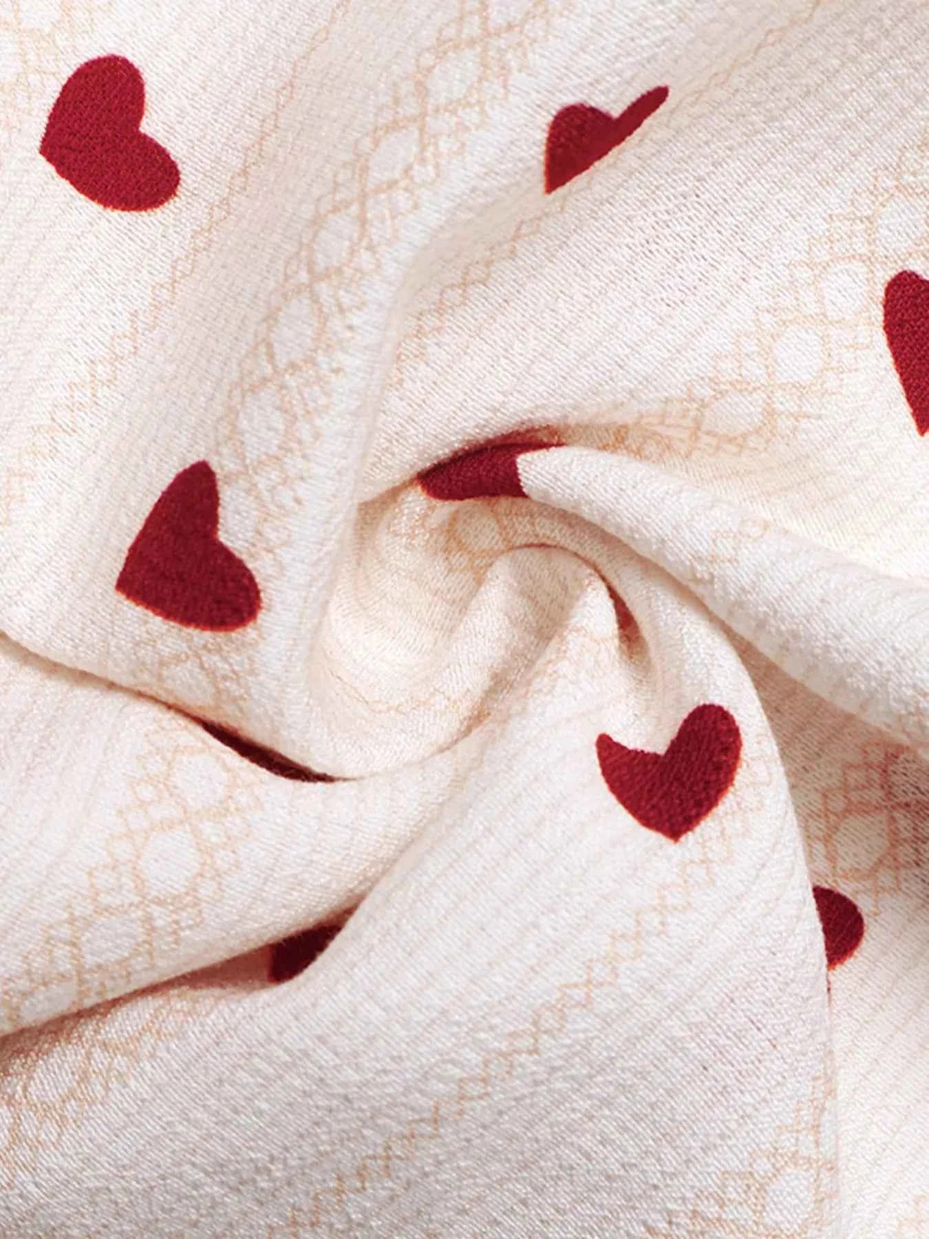 Sarah Express Women's Heart Print Tie Shoulder A-Line Mini Dress