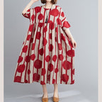 Sarah Express Printed Cotton Blend Short Sleeve Dress Loose Fit One Size