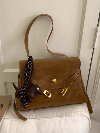 Sarah Express Women's Buckle Shoulder Bag - Medium PU Leather Crossbody Brown ONESIZE