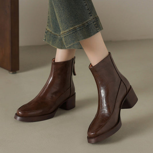 Sarah Express Womens Genuine Leather High-Heel Ankle Boots New Fall Winter Style For Winter Seasons