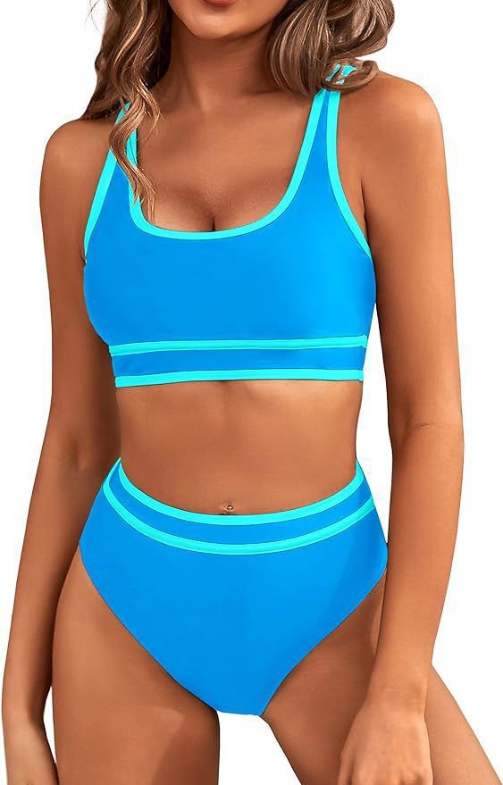 Sarah Express Women's Two-Piece Bikini Set - Tight-Fit Solid Color Swimsuit for Beach Swimming