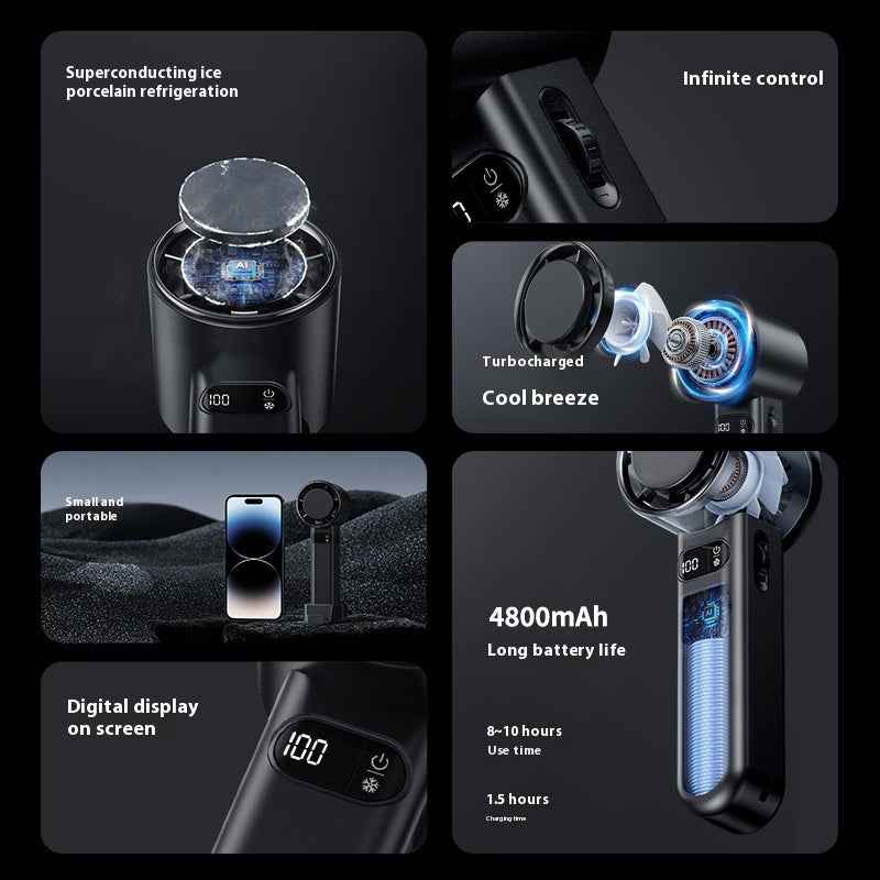 Sarah Express Portable Handheld Mini Fan - USB Rechargeable Cooling Fan with Brushless Motor