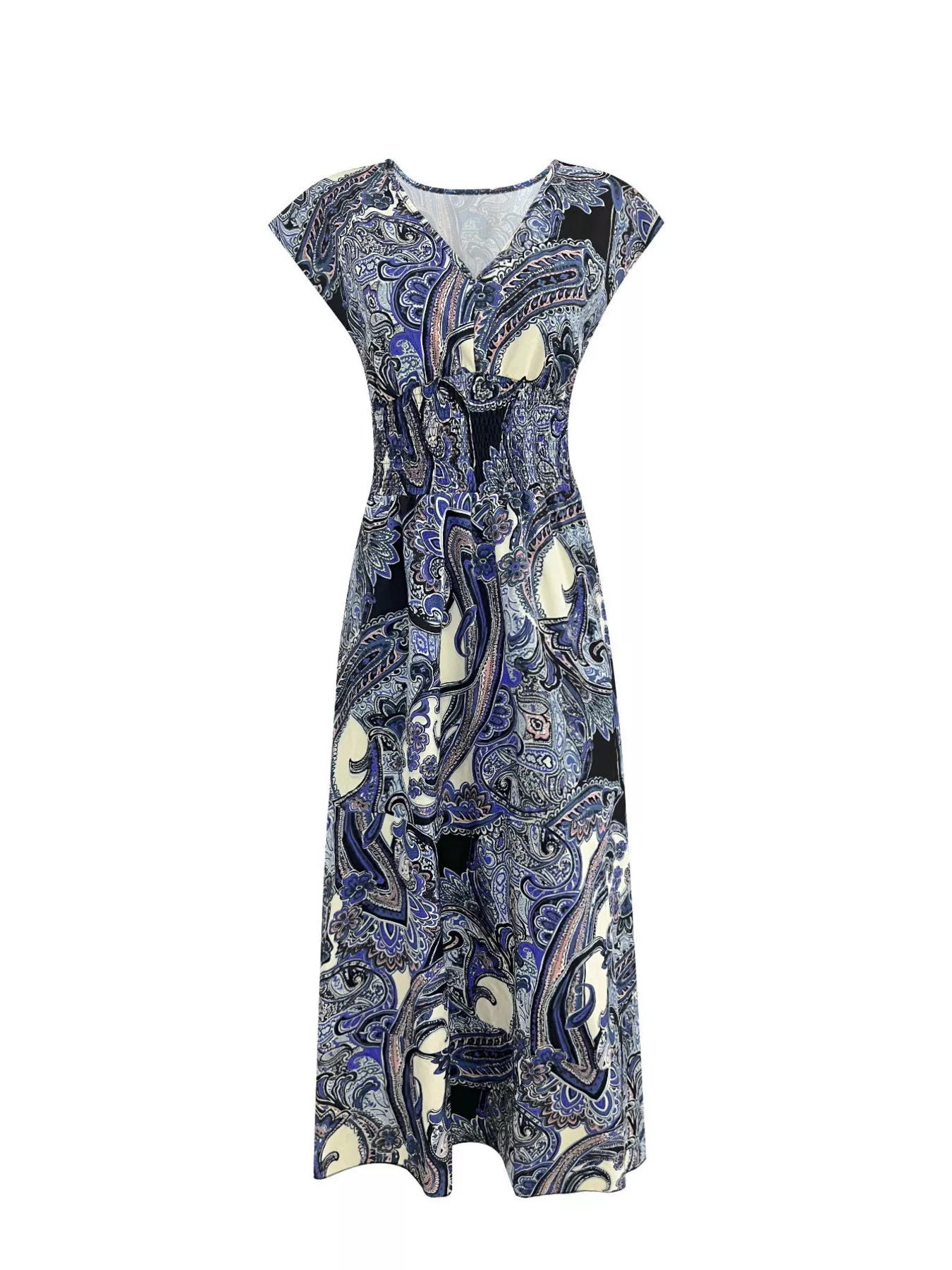 Sarah Express Women's Plus Size Floral V-Neck Cap Sleeve Maxi Dress