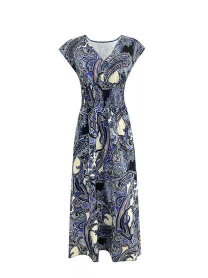 Sarah Express Women's Plus Size Floral V-Neck Cap Sleeve Maxi Dress