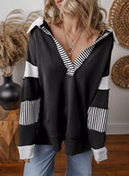 Sarah Express Women's Striped Color Block Long Sleeve Sweatshirt
