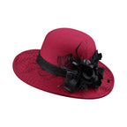 Sarah Express Women's Woolen Cloche Hat Floral Net Veil Dome Style