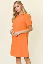 Sarah Express Women’s Plus Size Textured Collared Short Sleeve Dress
