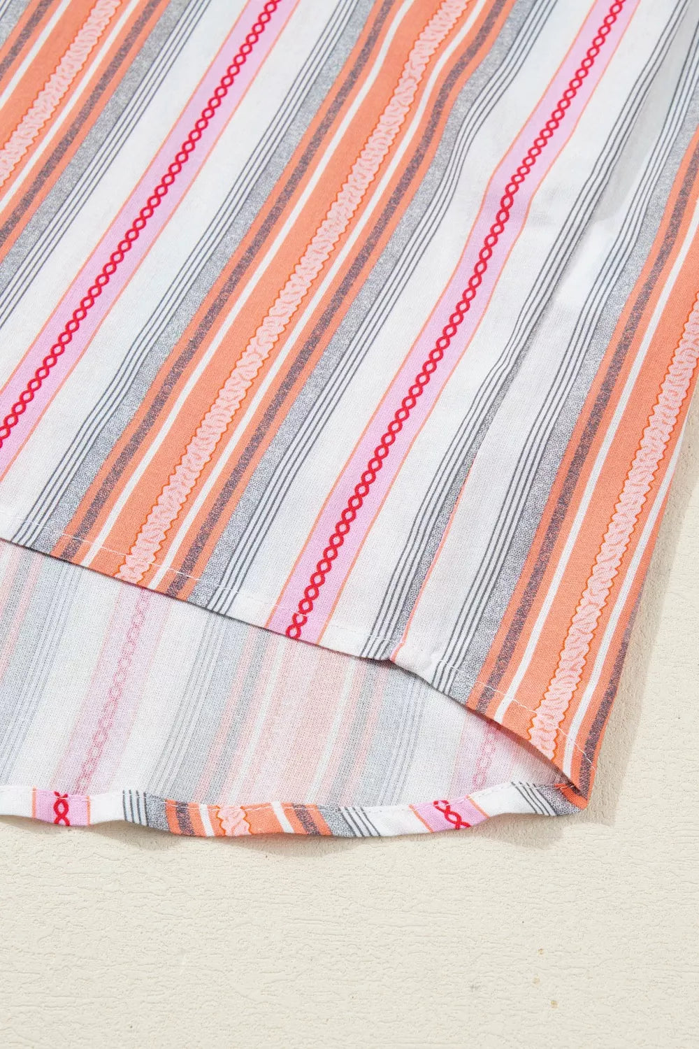 Sarah Express Women's Striped Button-Up Short Sleeve Shirt