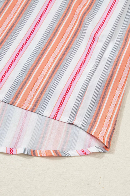 Sarah Express Women's Striped Button-Up Short Sleeve Shirt