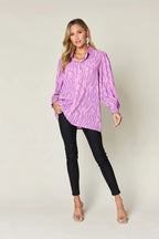 Sarah Express Women's Printed Smocked Long Sleeve Blouse Plus Size