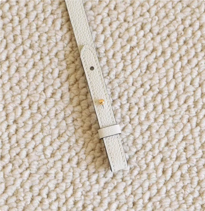 Sarah Express Genuine Leather Bag Strap Replacement – Adjustable Spaghetti Shoulder Strap with Gold & Silver Stud Detail White with gold 113cm