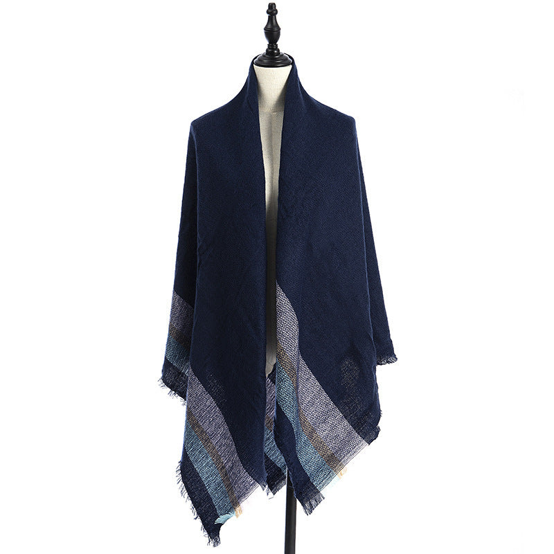 Sarah Express Women's Oversized Square Scarf Cashmere-like Double-Sided Shawl 140cm Woven Fall Winter Accessory