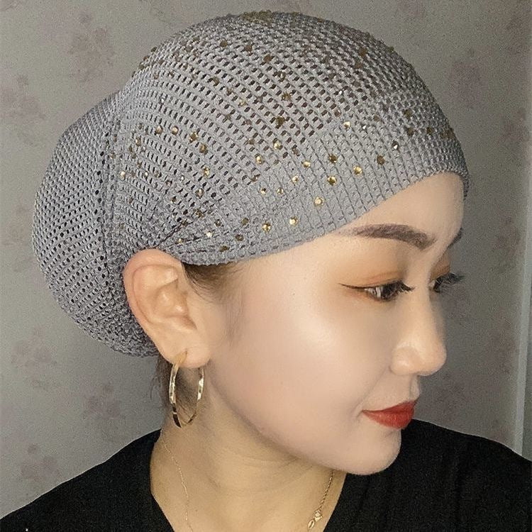 Sarah Express Embellished Toque Beanie Hat Rhinestone Lace Hollow-Out