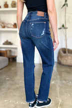 Sarah Express Women’s Plus Size High Waist Heavy Destroy Straight Jeans