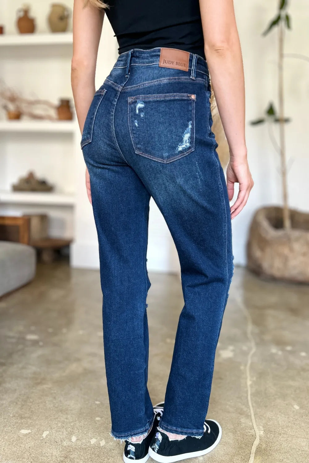 Sarah Express Women’s Plus Size High Waist Heavy Destroy Straight Jeans