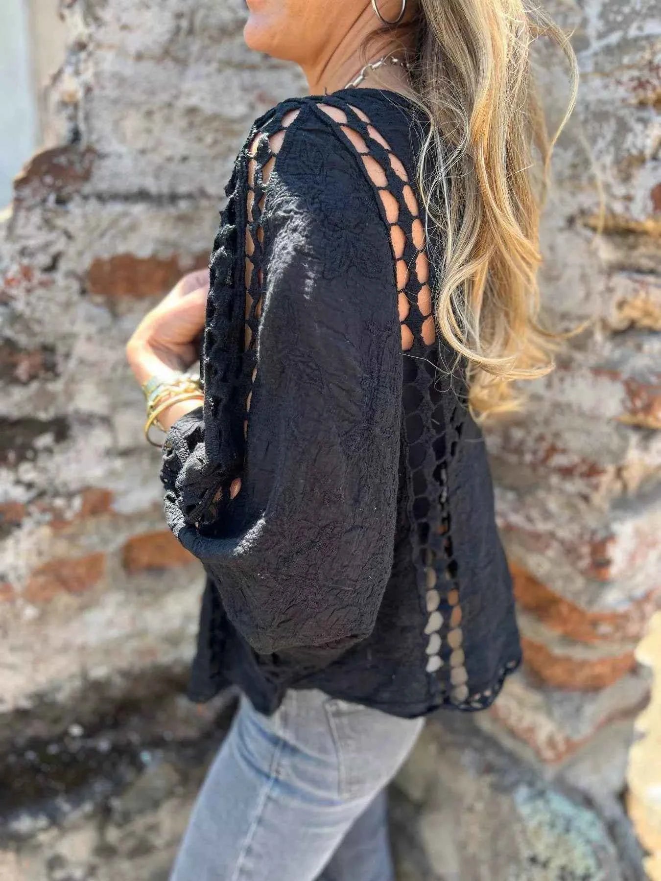 Sarah Express Women's Embroidered Lace Open Front Cardigan Plus Size