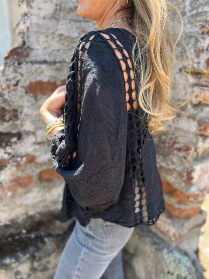 Sarah Express Women's Embroidered Lace Open Front Cardigan Plus Size