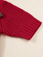 Sarah Express Women's Plaid Lace Up Christmas Holiday Puff Sleeve Sweater